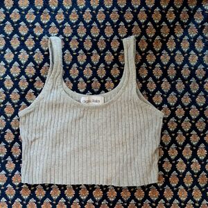 Organic Basics Light Gray Ribbed Crop Top